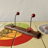 Vintage coat rack - double coat hook - red wooden balls