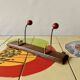 Vintage coat rack - double coat hook - red wooden balls