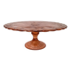 Pink pressed glass cake stand