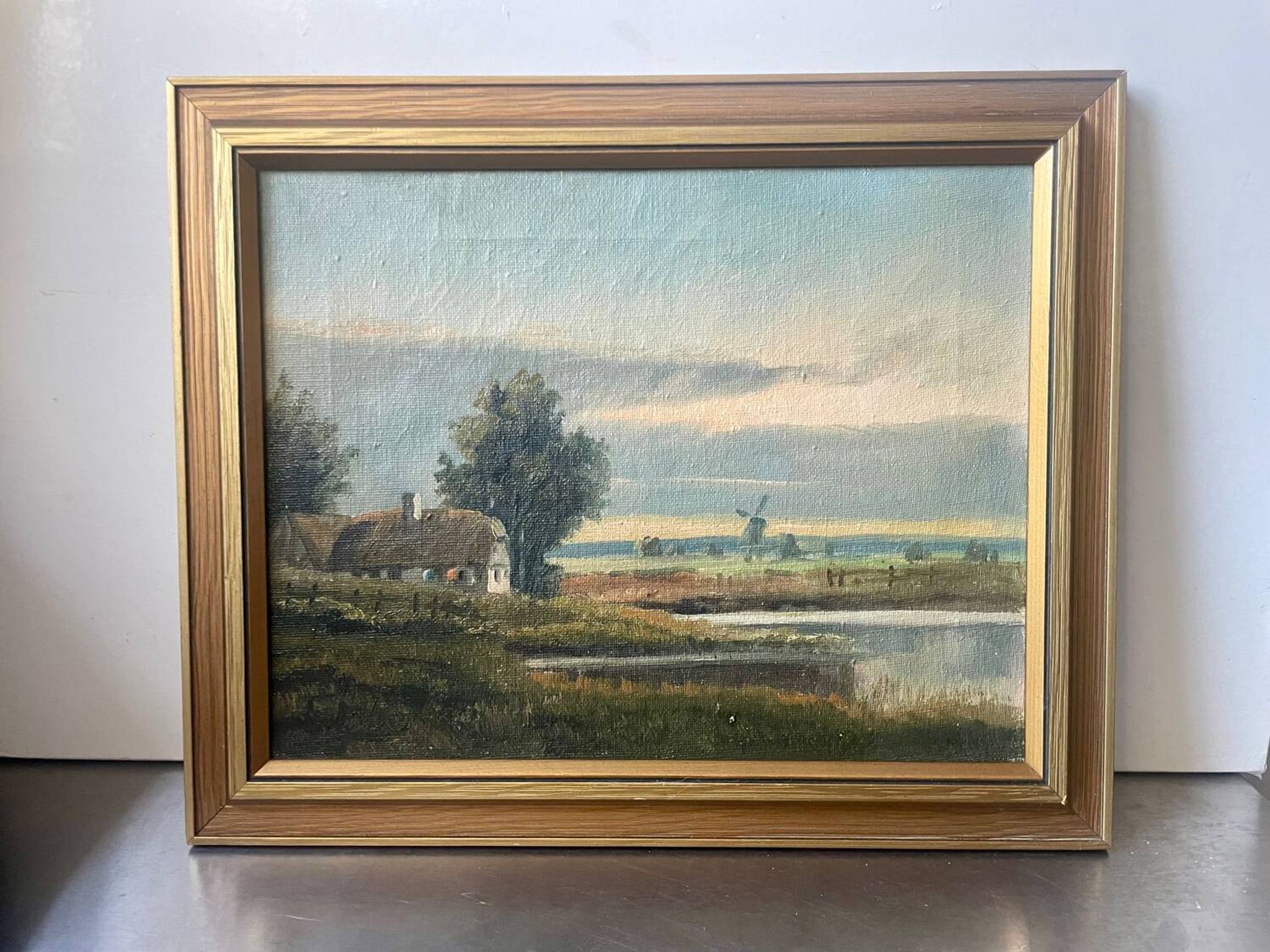 Vintage Landscape oil on canvas With Wooden frame
