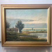 Vintage Landscape oil on canvas With Wooden frame