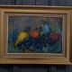 Oil on cardboard still life with fruits 1970 golden frame