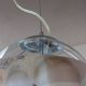 Italian Modern Space Age Pendant Light, Glass & Silver Metal, 1980s