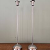 Pair of chrome candlesticks or candelabras - Ikea design from the 90s