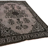 Hand-knotted carved anatolian 1970s 173 cm x 244 cm black carpet