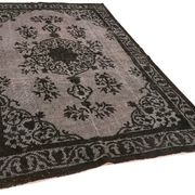 Hand-knotted carved anatolian 1970s 173 cm x 244 cm black carpet
