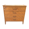 Vintage chest of drawers with compass feet oak-plated façade to restore or repaint.