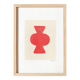 Abstract painting on paper, primary red, signed Eawy.