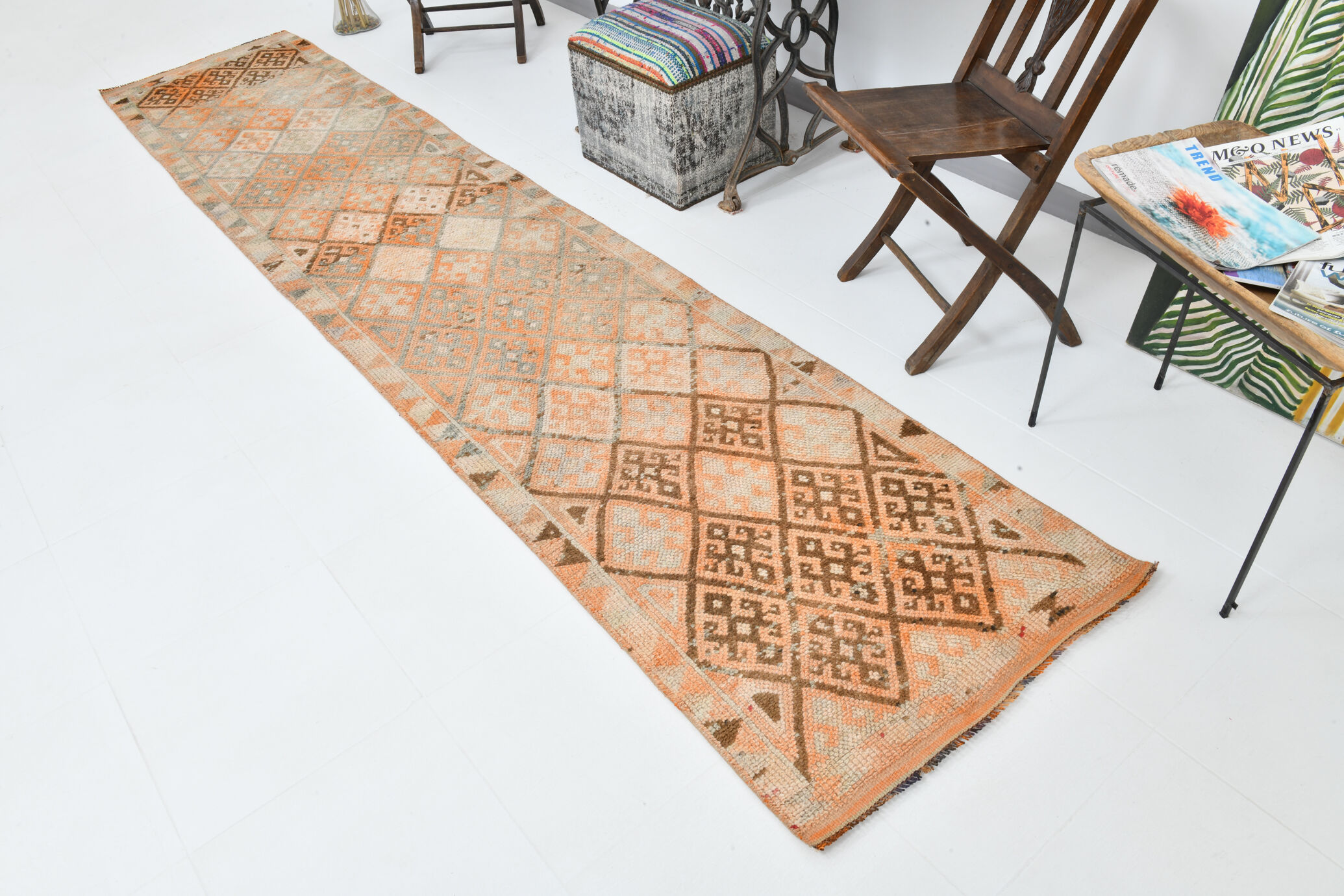Turkish runner rug 79x373cm