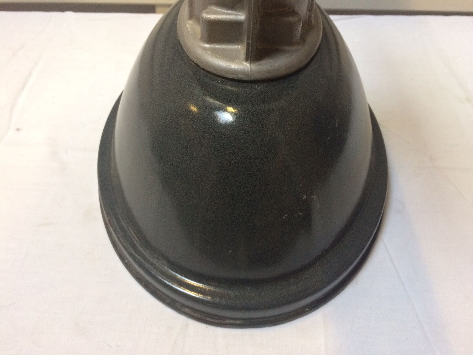 Suspension industrielle ovale vintage émaillée gris anthracite
