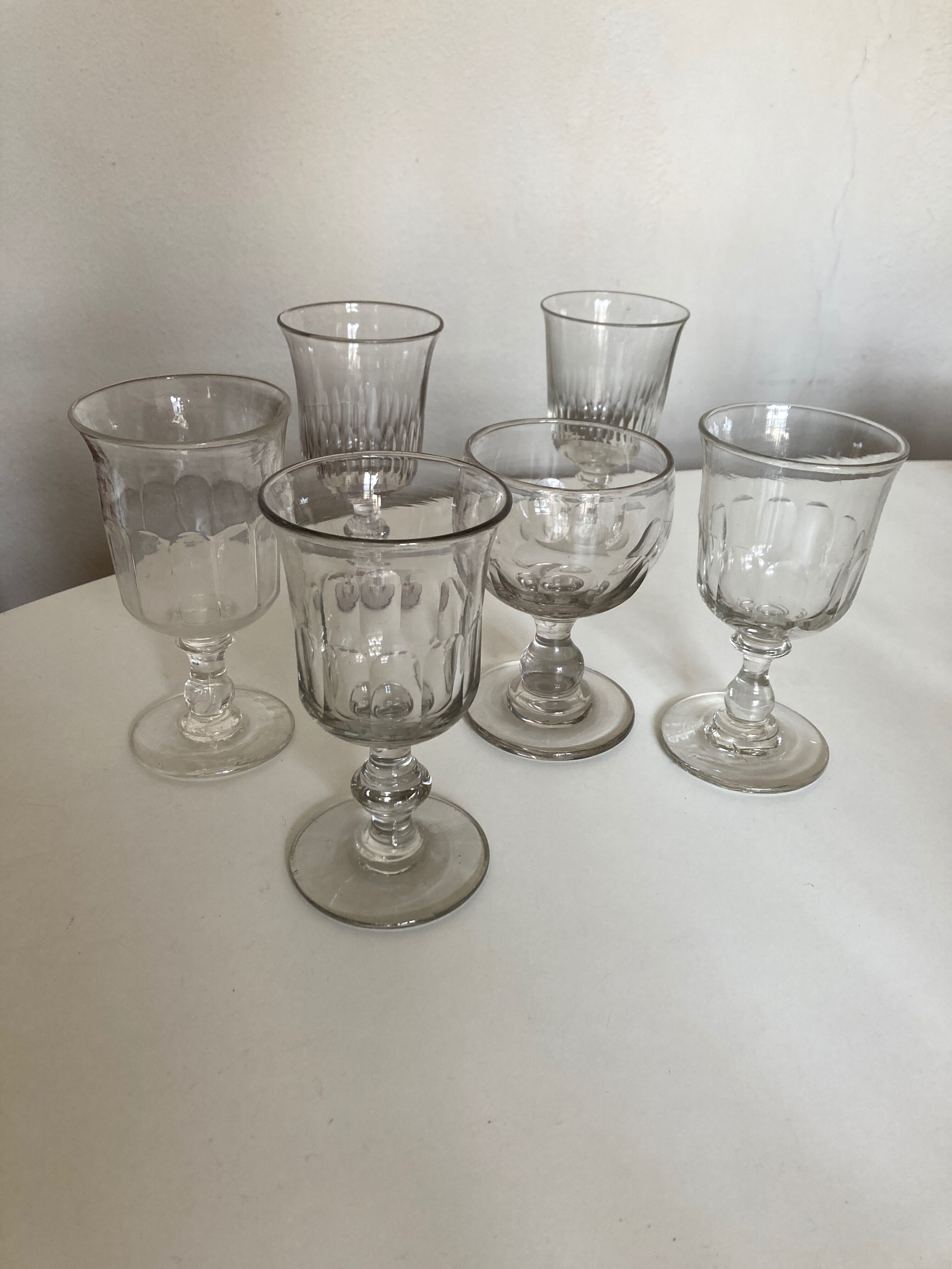 Set of 6 Louis Philippe glasses with matching flat ribs