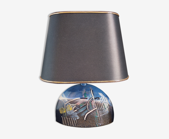 Lampe de table avec son abat-jour en céramique vintage