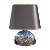 Lampe de table avec son abat-jour en céramique vintage
