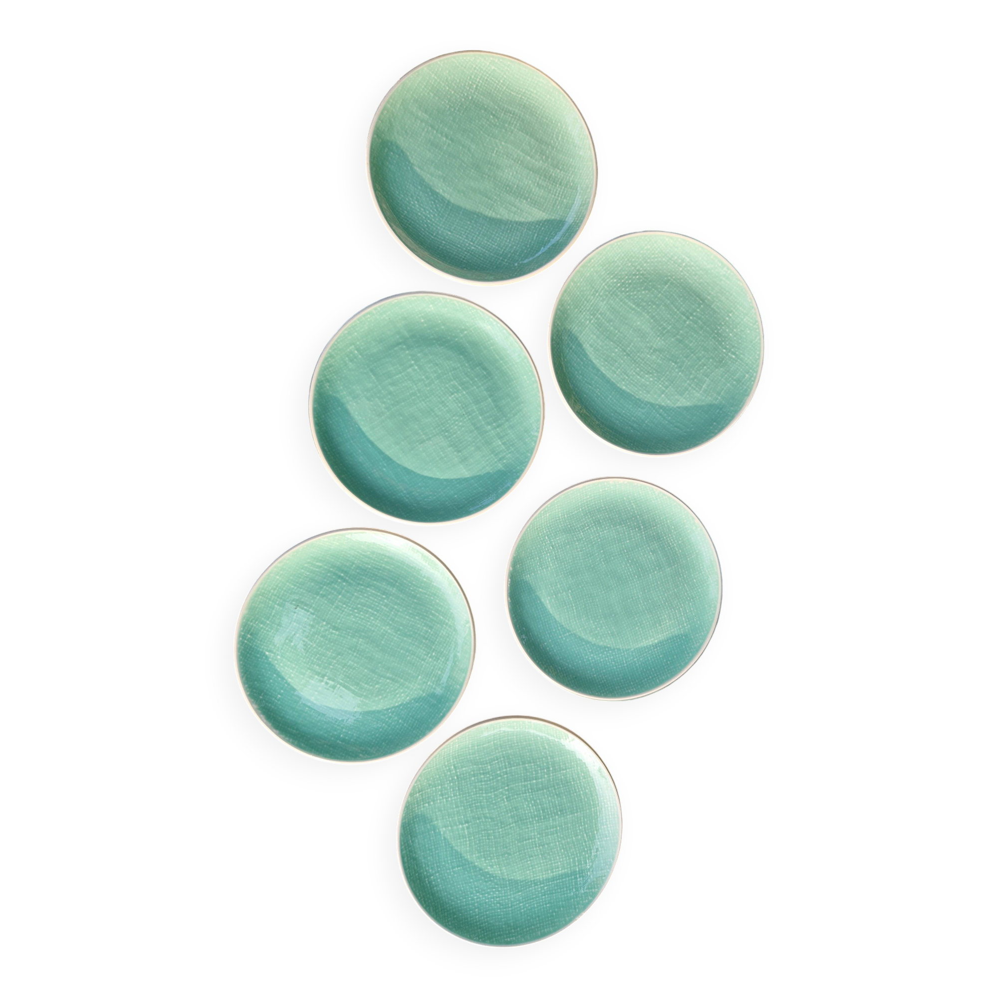 Set of 6 SALINS Deauville dessert plates, GREEN model
