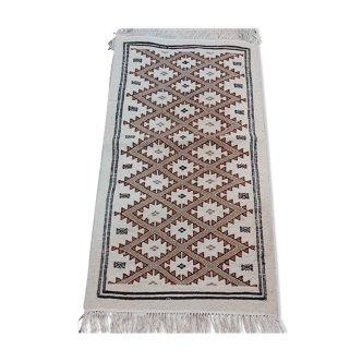 Handmade beige mergoum carpet  70x130cm