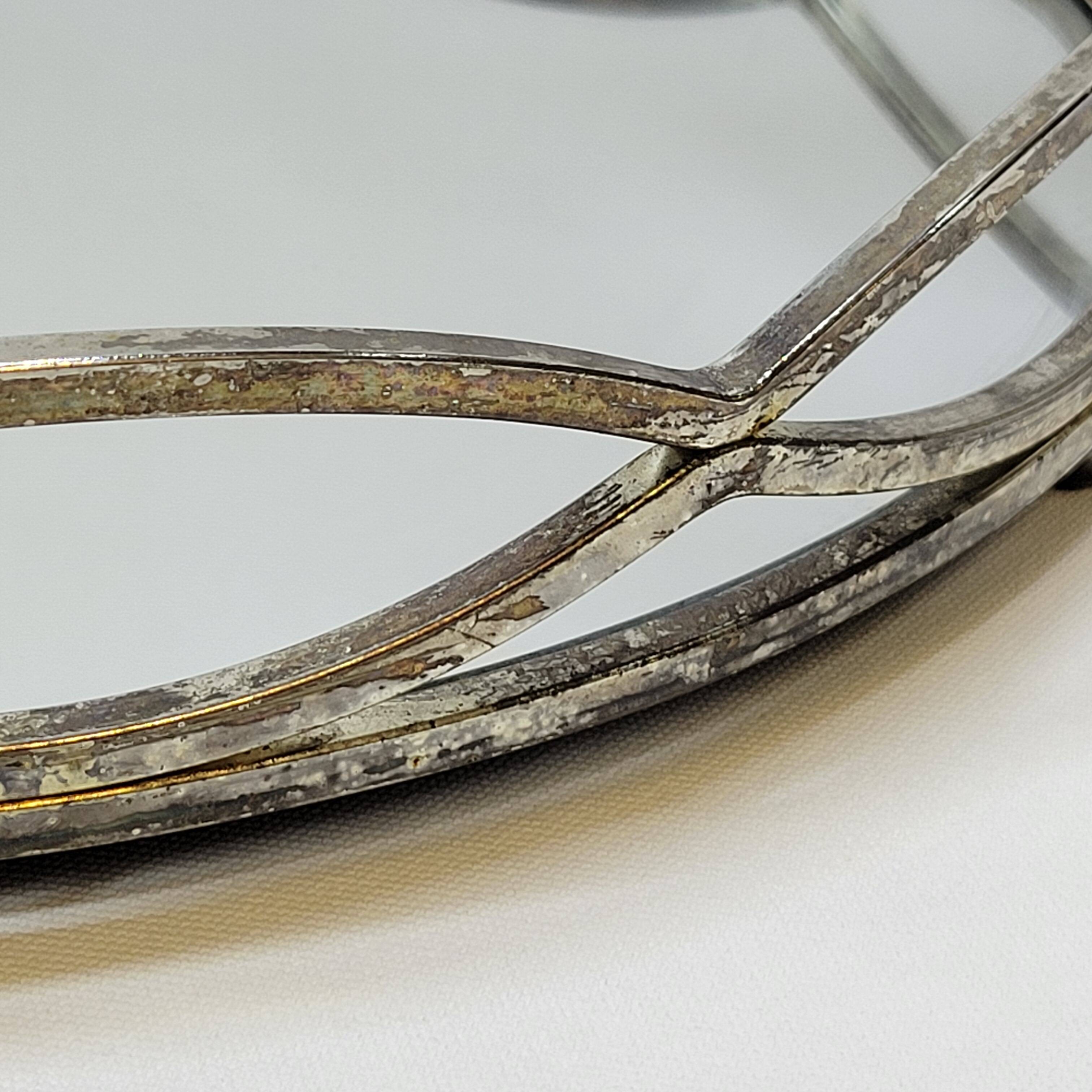 Round Tray In Silver Metal And Mirror