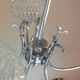 Five-spoke chandelier in chrome-plated metal and structured/vintage glass 60s-70s