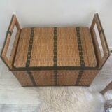 Vintage rattan bench chest