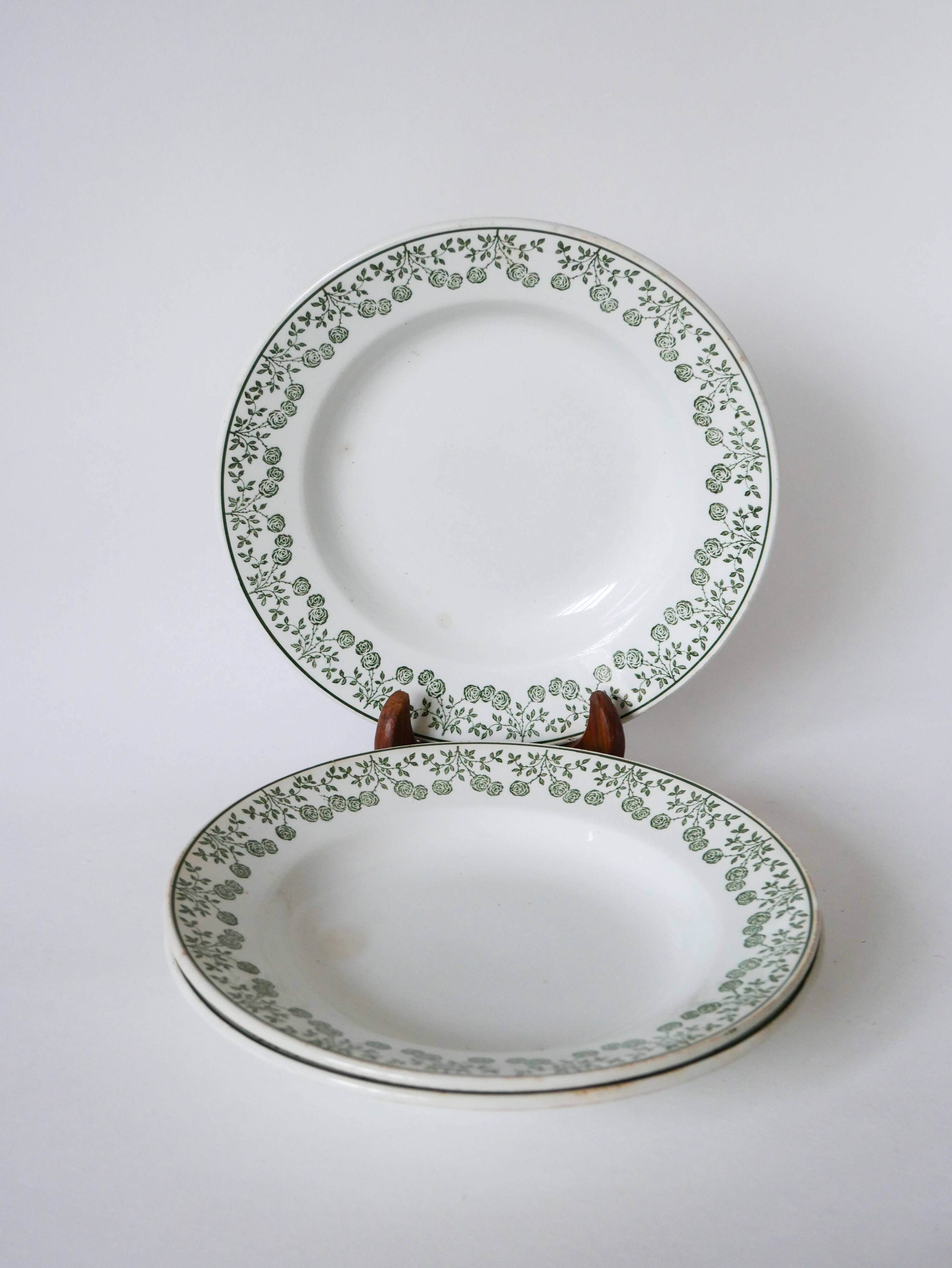 Lot of 5 mismatched soup plates Saint Amand and Moulins des Loups 1930