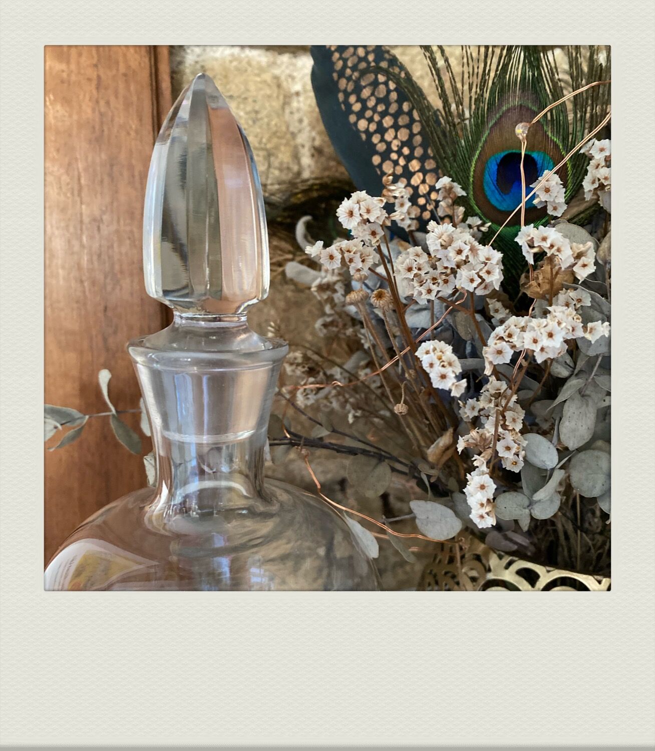 Glass carafe, 40-50s faceted cap