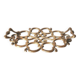 Trivet, tray with openwork brass handles, apple patterns, 70s