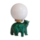 Lampe ours en céramique verte et globe opaline blanc