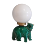 Lampe ours en céramique verte et globe opaline blanc