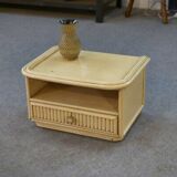 Small white bedside table Maugrion "Le rattin prestige" 1970s