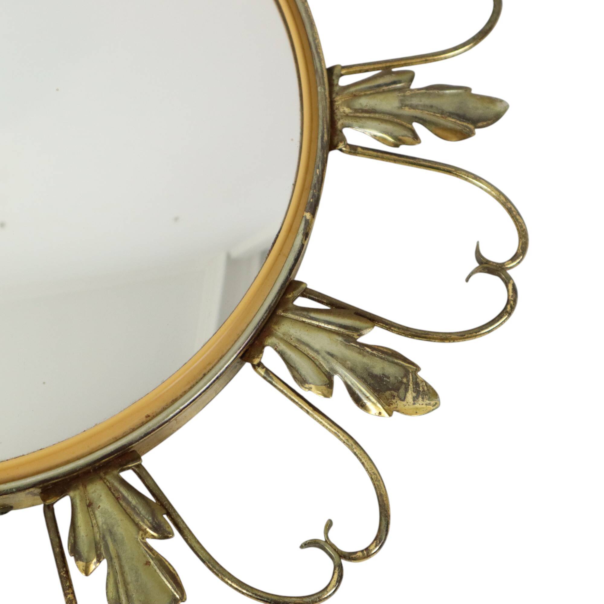 Vintage Fish Eye Convex Mirror Sunburst Witch Mirror Deknudt 46cm