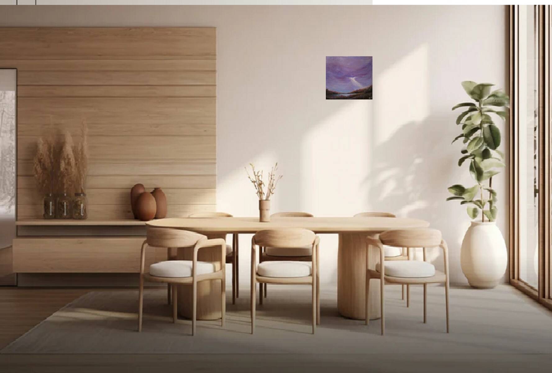 Semi-abstract table inspired by naturalism, signed with its certificate.