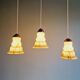 Set of 3 Art Deco marbled opaline pendant lights, 1920s-30s