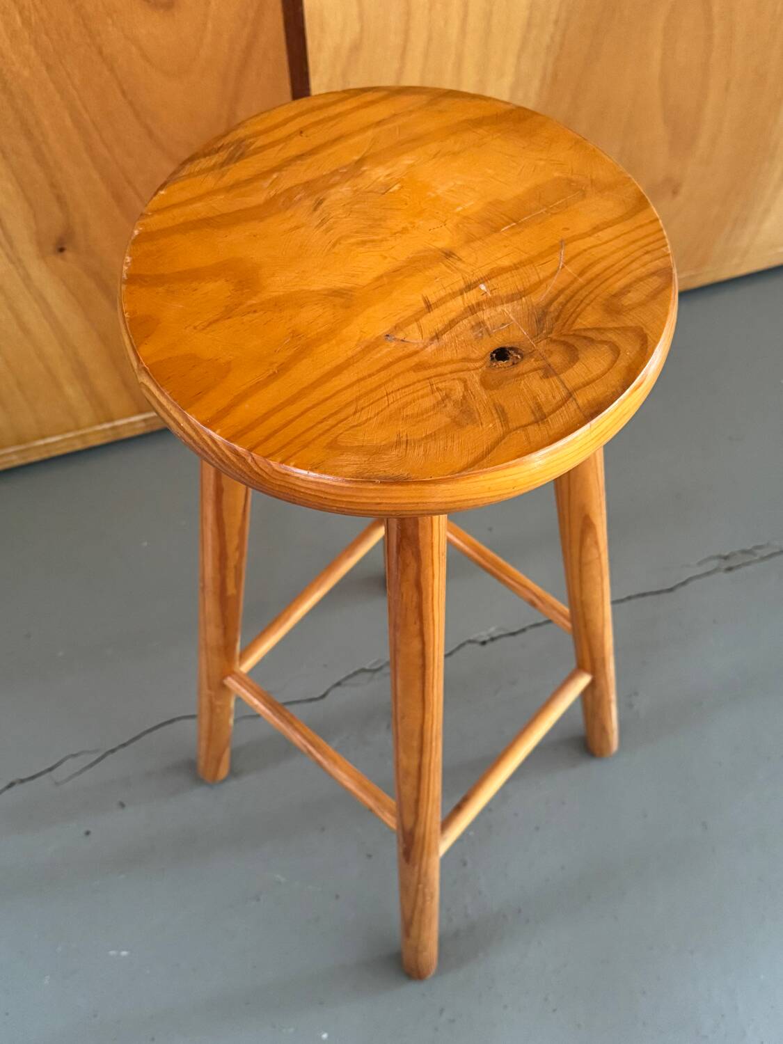 High wooden stool