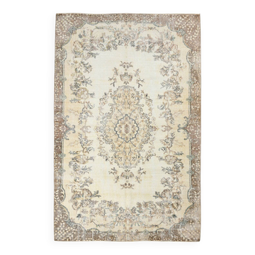 6x10 Cream & Beige Oriental Turkish Area Rug, 193x298Cm