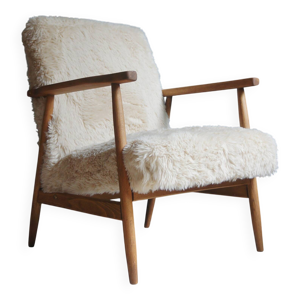 Fauteuil vintage mi-siècle - fourrure