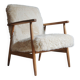 Vintage Armchair Mid-Century Beige Faux Fur Restored