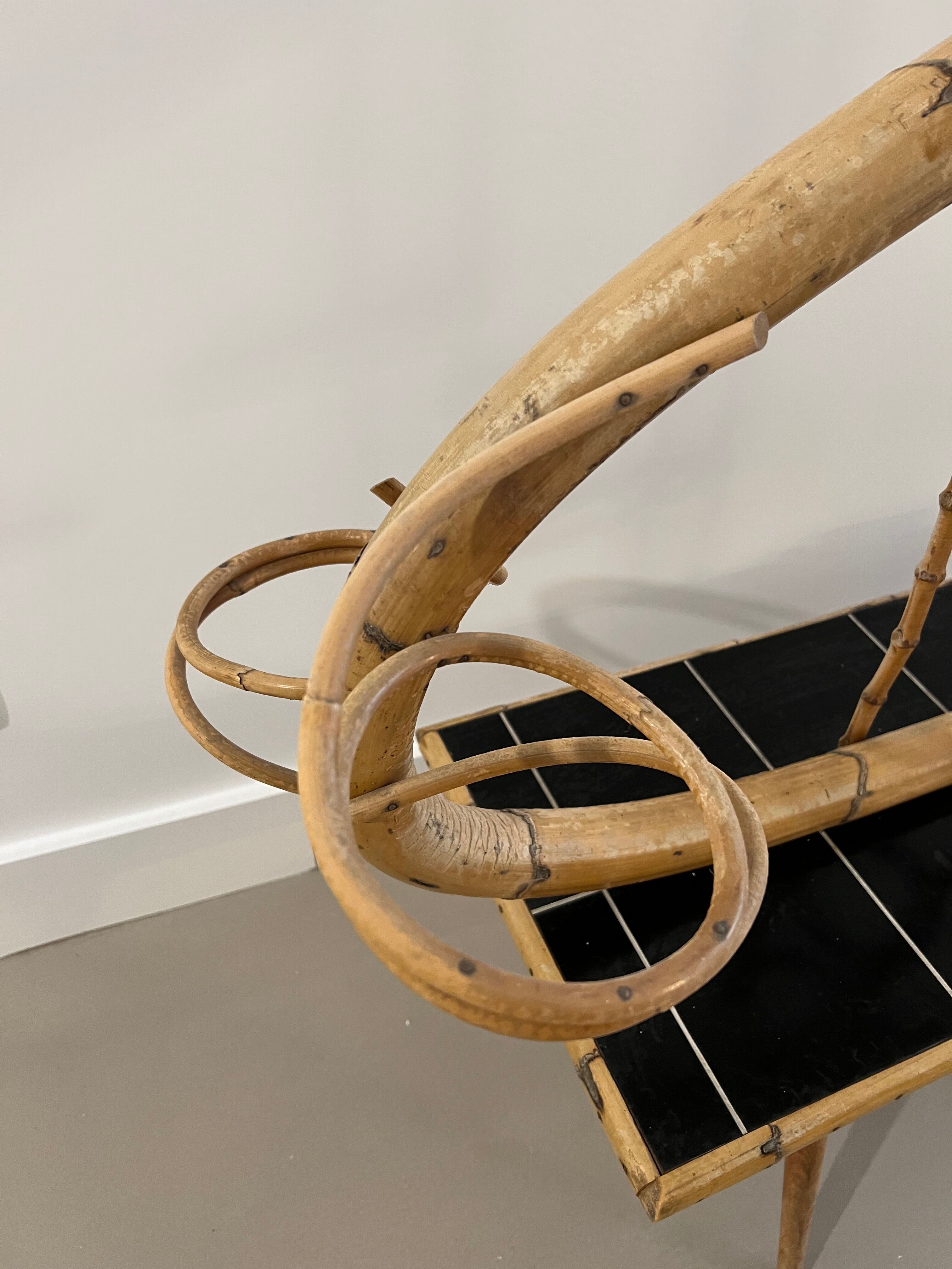 Vintage rattan plant door coffee table