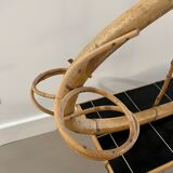 Table basse porte plante en rotin vintage