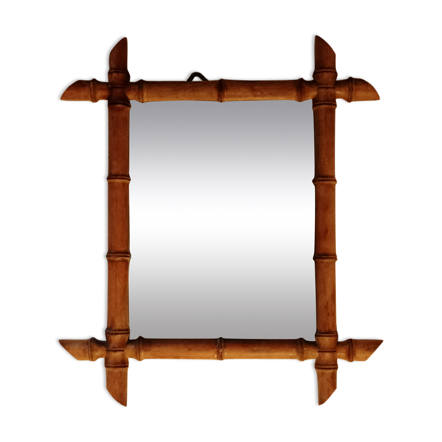 Vintage bamboo barber mirror 38x40cm