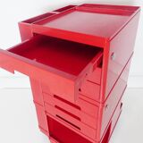 Vintage Italian Red Plastic Storage Trolley By Giovanni Pelis For Stile Neolt Italy