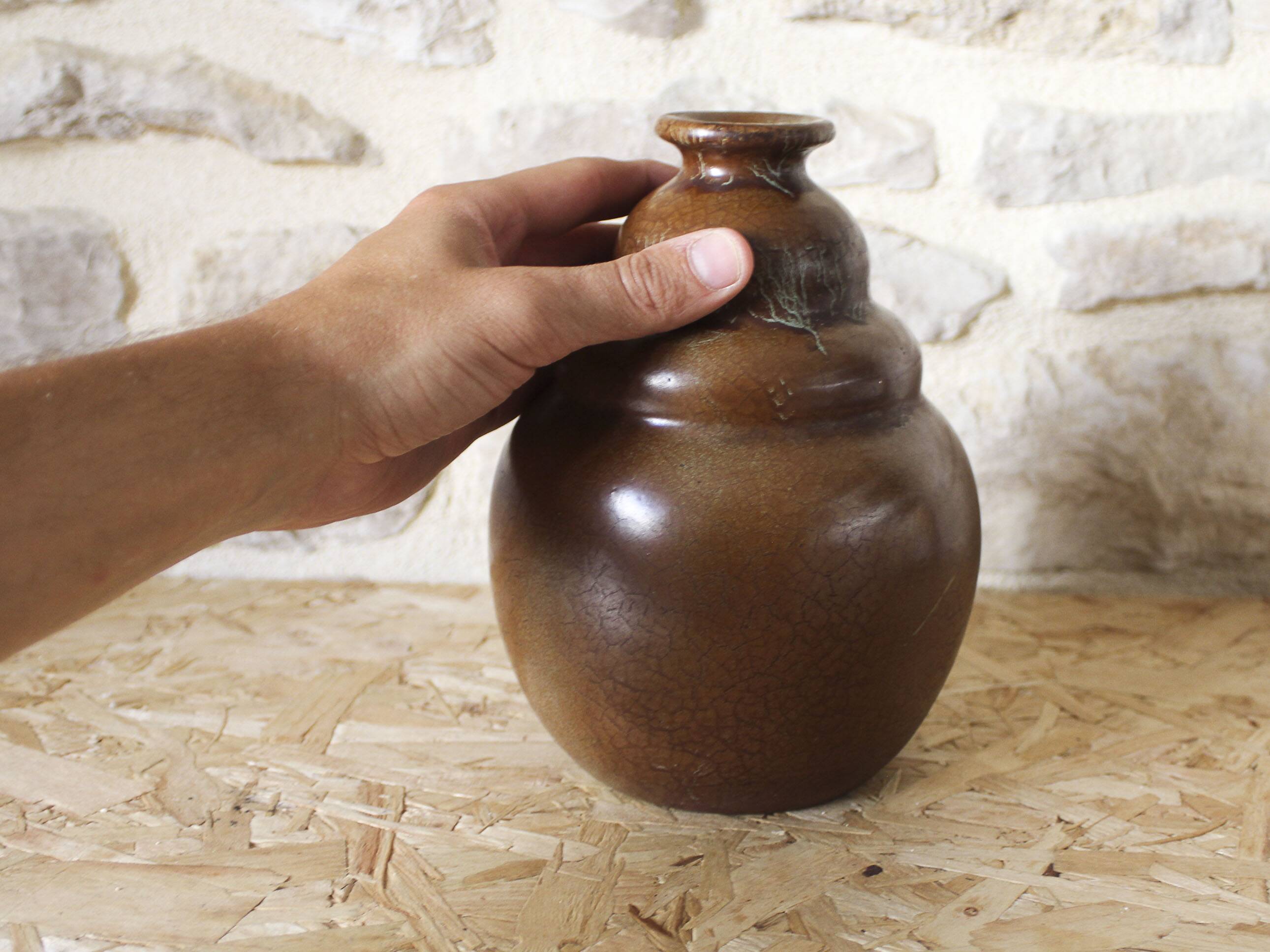 Coloquinte Vase Bordeaux Art Ceramics