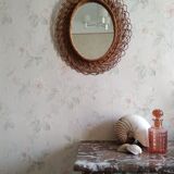 Oval rattan mirror 60s