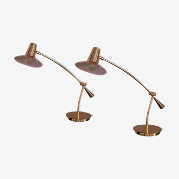 Paire de lampes en laiton par Massive, Belgique, années 1980