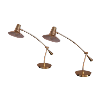 Paire de lampes en laiton par Massive, Belgique, années 1980