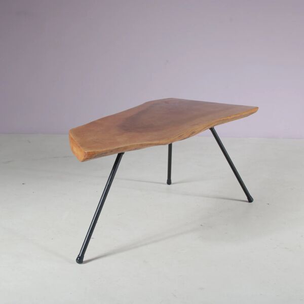 Table basse en tronc d'arbre des années 1950 dans le style Aubock d'Autriche