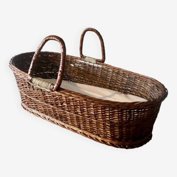 Large woven wicker bassinet