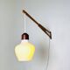 Large Extendable Swivel-Arm Wall Lamp In Wood And Opal Glass, Sweden 1950S