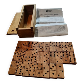 Antique domino set in a vintage wooden box