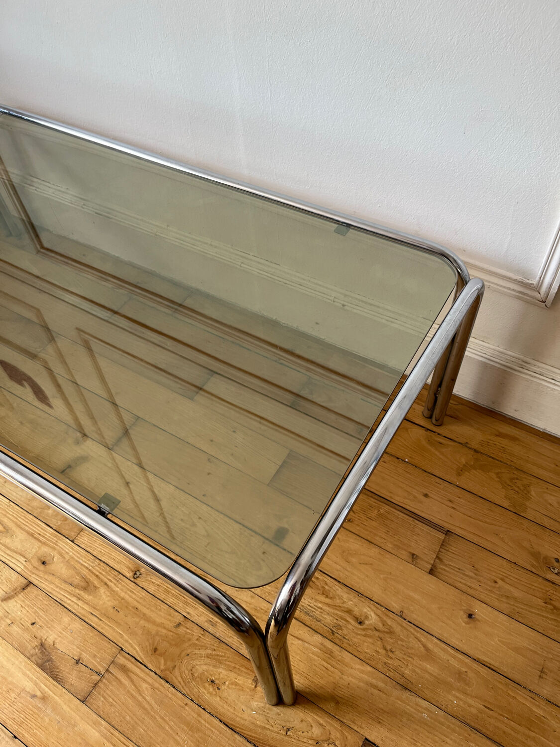 Vintage smoked glass coffee table