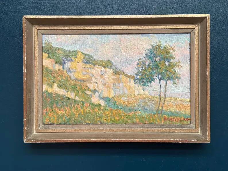 Original Swedish Oil on Canvas – “Landscape” by B. Hallberg – Signed – Vintage & Framed – 50 × 33 cm