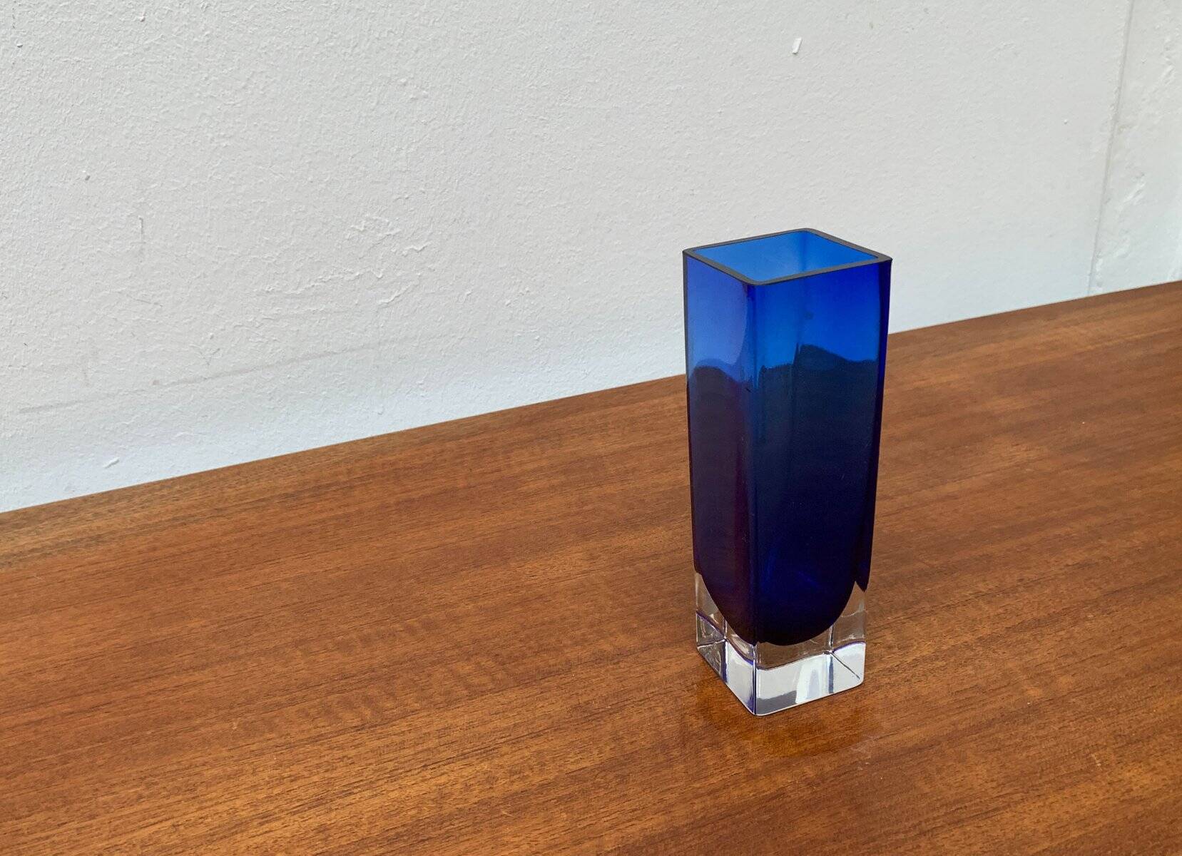 Swedish glass block vase from the mid-century by Aseda Sweden, 1960s.